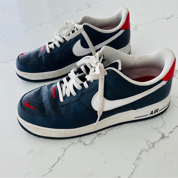 Nike Air Force 1 Low 'USA' Obsidian/White-University Red Sneakers - Picture 7 of 11